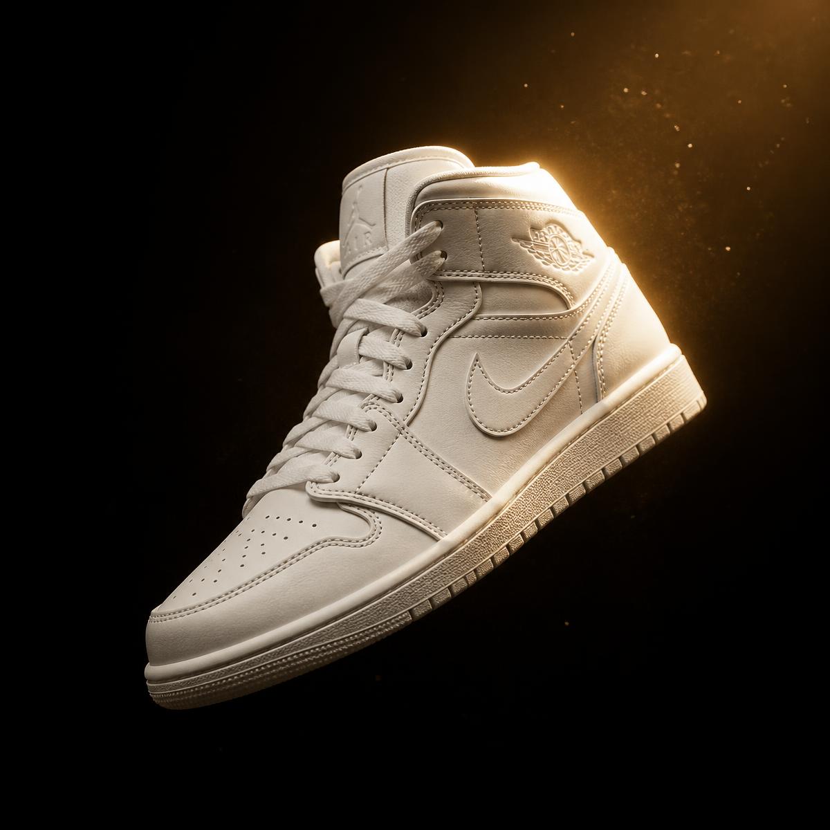 Freshly restored white high-top sneaker