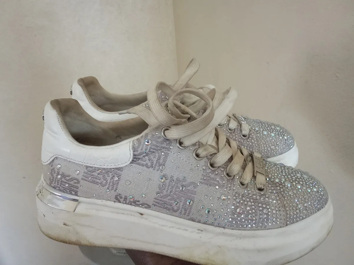 Crystal platform sneaker before restoration